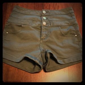 high waisted jean shorts green